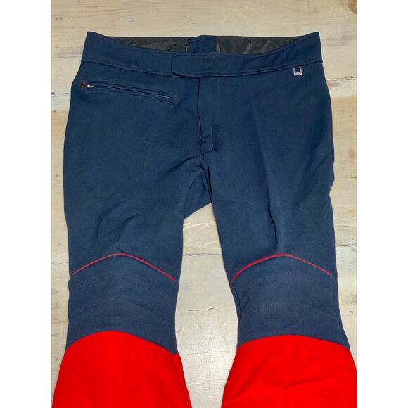 Vintage Roffe Mens Navy Blue W/Red Trim Olympic Ski Pants USA Made - size 36 R - Picture 3 of 12